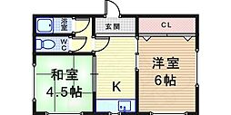 阪本ハイツ 2Kの間取図画像