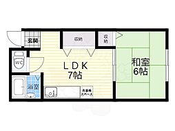 松田マンション 3階1LDKの間取り