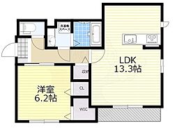 阪急神戸本線 塚口駅 徒歩6分の賃貸アパート 1階1LDKの間取り