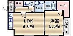 フジパレス塚口3番館 2階1LDKの間取り