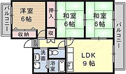 グローバル利倉 4階3LDKの間取り