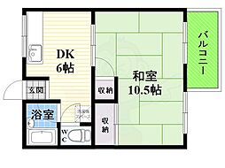 メルヘンハイツ東園田 1DKの間取図画像