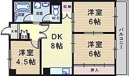 バッハレジデンス西豊中 3DKの間取図画像