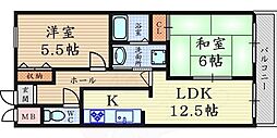 サニーコート伊丹 2LDKの間取図画像