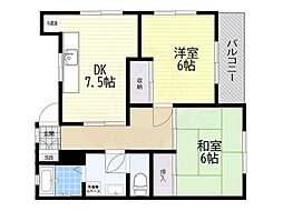 サンハイツ2 2DKの間取図画像
