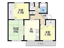 県公社御園団地4号棟 3DKの間取図画像