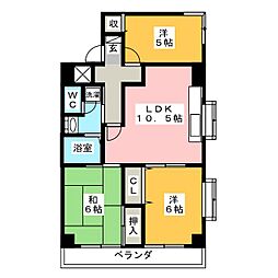 フクロクハイマンション2号館 7階3LDKの間取り