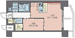 プレジオ川口ASIAN 8階1LDKの間取り