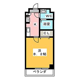 ユリカロゼ AZEST川口 2階1Kの間取り