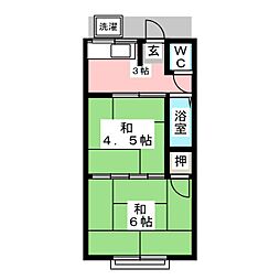 内田レジデンス 2Kの間取図画像
