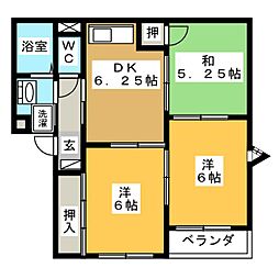 グランドール・ビルズA 3DKの間取図画像
