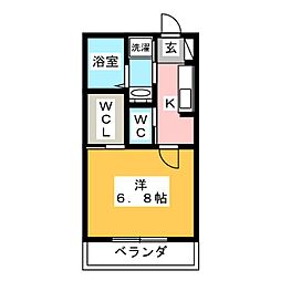 メゾンブラン 1Kの間取図画像