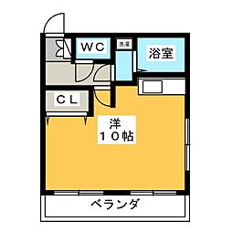 サープラスコート3 ワンルームの間取図画像