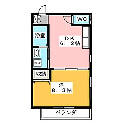 ボヌールC 1DKの間取図画像