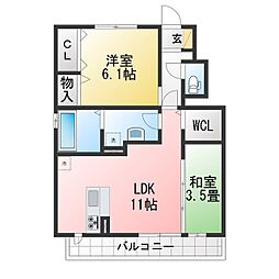 葵鈴 2LDKの間取図画像