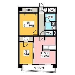 弥生MANSION 2LDKの間取図画像