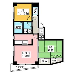 Kファースト栄町 2LDKの間取図画像