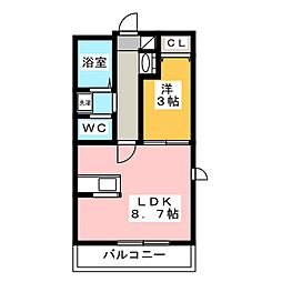 Ｒａｆｆｉｎｅ芝中田 3階1LDKの間取り