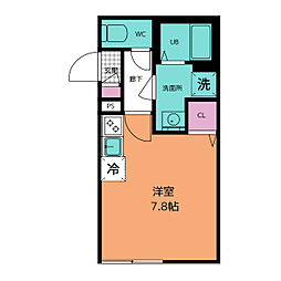 イクシオ Daita Valley 1階ワンルームの間取り