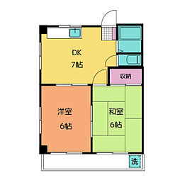 コーポ美苑 2DKの間取図画像