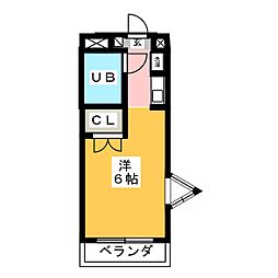 ベルテ南浦和 3階ワンルームの間取り