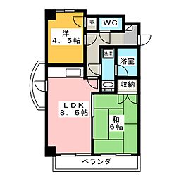 リバーハイツ 2LDKの間取図画像