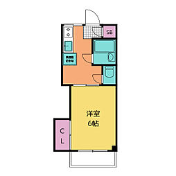 キザワコーポ 1Kの間取図画像