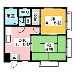 ハイツめぐむ 2DKの間取図画像