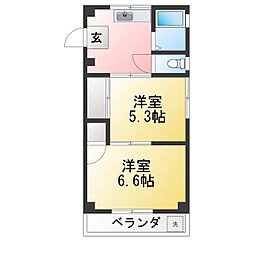 ダイシンコーポ 2DKの間取図画像