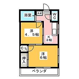 村田ハイツ 2Kの間取図画像