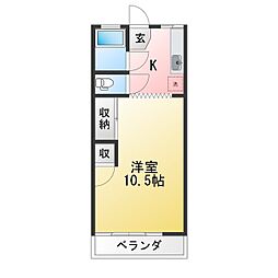 平田マンション 1Kの間取図画像