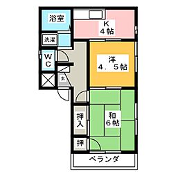 川口岡昭マンション 2Kの間取図画像