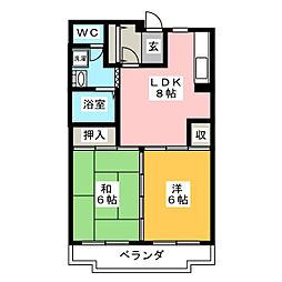 メルロ・E 2DKの間取図画像