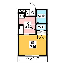 ソレイユ21 1Kの間取図画像
