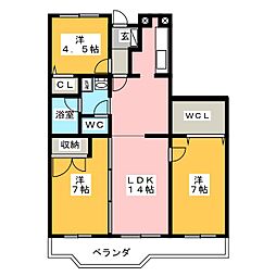 パーシモン 3LDKの間取図画像