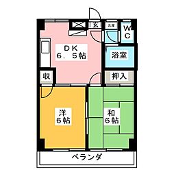 リヴェール喜沢 2DKの間取図画像