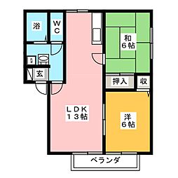 パーティアム浦和南 2LDKの間取図画像
