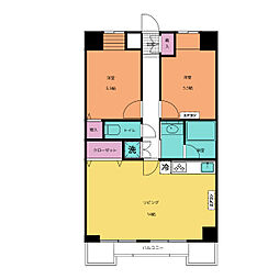 リンデンハイム赤塚 2階2LDKの間取り