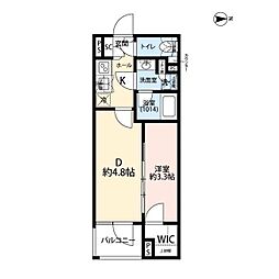 プレール・ドゥーク赤塚 3階1DKの間取り