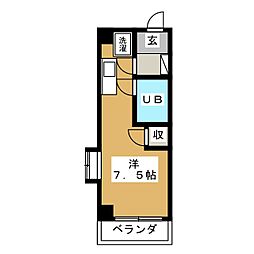 ハーモニー 3階ワンルームの間取り
