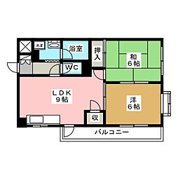 サンテラス司 1階2LDKの間取り