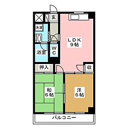 サンテラス司 4階2LDKの間取り