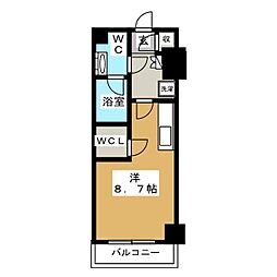 パークアクシス赤塚 7階ワンルームの間取り
