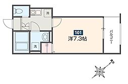 MELLAS成増 1階1Kの間取り