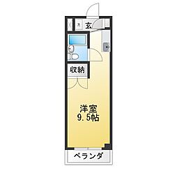 リバティハイツ ワンルームの間取図画像