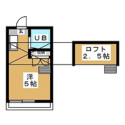 ロイヒテンオルト ワンルームの間取図画像