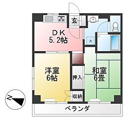 マルティニーク 2DKの間取図画像
