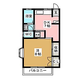 マリアージュA 1DKの間取図画像
