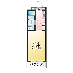 アサイビル 1Kの間取図画像