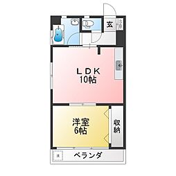 吉野ビル 1LDKの間取図画像